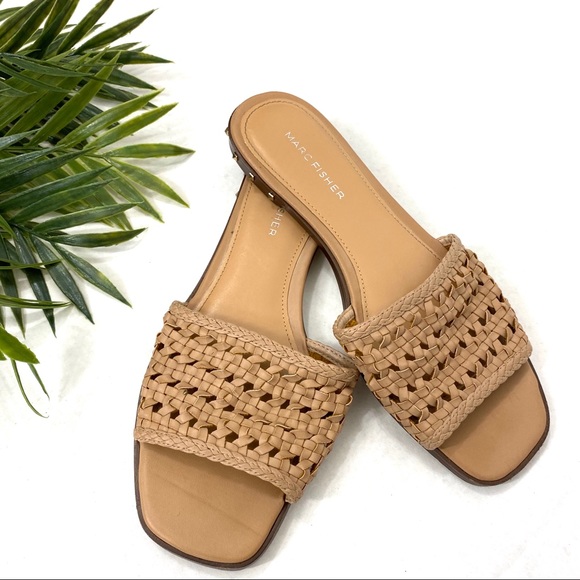 Marc Fisher Shoes - Marc Fisher Woven Studded Tan Sandals